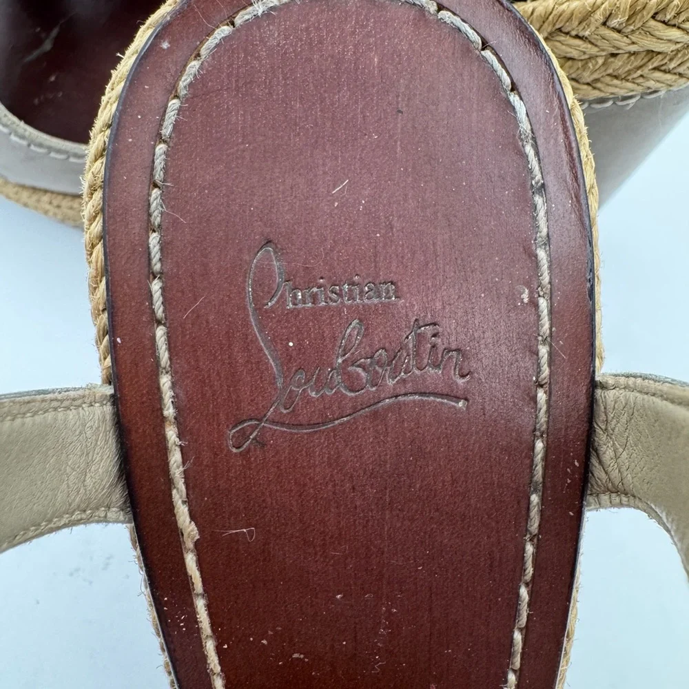 Christian Louboutin Taupe Wedge Espadrilles